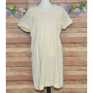 Sundance Ladies Cream Eyelet & Crochet Dress Size 14 Cotton Cottage Core Boho